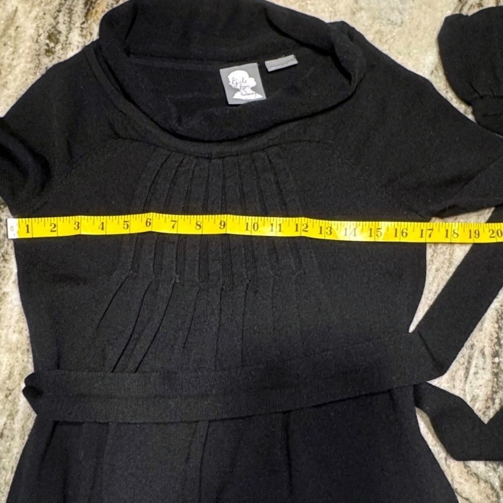 Girls from Savoy Sweater Dress Womens Small 100% Merino Wool Black Bel wimsigoth - Picture 4 of 7